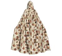 Cape de magicien avec capuche pour homme et femme - Bottes de cowboy vintage imprimées sorcière cape de vampire à capuche, costumes d'Halloween noir