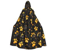 Cape de magicien avec capuche pour homme et femme - Cape de vampire à capuche dorée avec empreintes de pattes de chien, costume d'Halloween