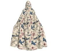 Cape de magicien avec capuche pour homme et femme - Cape de vampire à capuche vintage avec imprimé combattant sorcière, costume d'Halloween noir