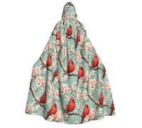 Cape de magicien avec capuche pour homme et femme - Cardinal rouge sur une branche imprimée sorcière cape de vampire à capuche, costumes d'Halloween
