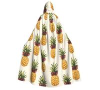 Cape de magicien avec capuche pour homme et femme - Lunettes rouges ananas A imprimé sorcière cape de vampire à capuche, costumes d'Halloween