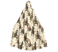 Cape de magicien avec capuche pour homme et femme - Vintage Cowboy Cheval Imprimé Sorcière Cape de vampire à capuche, Costumes d'Halloween Noir