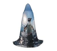 Cape de magicien d'Halloween imprimée pingouin - Costume de fête à thème - Cape de cosplay pour adulte/jeune - Tailles S, M, L