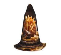 Cape de magicien d'Halloween imprimée pommes de terre frites M | Costume de fête à thème | Cape de cosplay pour adulte/jeune | Tailles S, M, L