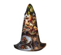 Cape de magicien d'Halloween imprimée potluck souper M | Costume de fête à thème | Cape de cosplay pour adulte/jeune | Tailles S, M L
