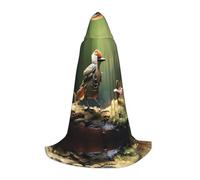 Cape de magicien d'Halloween imprimée prédateur petit oiseau perchoir | Costume de fête à thème | Cape de cosplay pour adulte/jeune | Tailles S, M, L