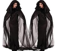 Cape de Mariée Cadavre Halloween Costume de Sorcière Femme Manteau à Capuchon Long de Diable Vampire Zombie Gothique Robe de Déguisement Halloween Accessoires d'Halloween Cosplay Mascarade Carnaval