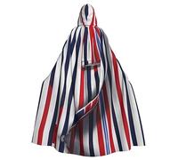 Cape de Noël à capuche unisexe avec imprimé ciel étoilé et espace extérieur - Costume de vampire de sorcière, Rouge Bleu Blanc Gris Rayures, taille unique
