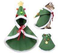 Cape de Noël douce et épaisse avec chapeau d'étoiles en velours pour animaux de compagnie, chiens, chats, Père Noël pour oie, lapin, taille L