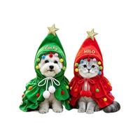 Cape de Noël pour animal de compagnie avec nom personnalisé pour chat/chien - Costume d'arbre de Noël pour animaux de compagnie - Cape châle cadeau (vert, taille S)