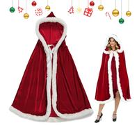 Cape de Père Noël avec Capuche, Cape de Noël Vêtements, Cape à Capuche Douce Rouge, Cape de Noël déguisement avec Capuche, Noël Cape Capuchon Vêtements pour Halloween, Mascarades (150 cm)