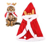 Cape de Père Noël pour chats, Costume de chien de Noël rouge - Éléments de Noël Cape pour animaux de compagnie Cape du Père Noël,Costume de chien de plusieurs tailles, Cape pour chiot, vêtements de va