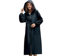 Cape de Pluie Femme Cape Manches Longues Imperméable et Multifonction avec Capuche et Poches Poncho Pluie Zippée Tendance et Portables Manteau de Travail Réutilisable pour Activités de Plein Air