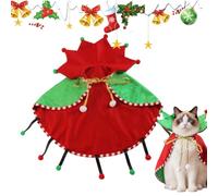Cape de sapin de Noël pour animal domestique | Costume réversible pour chat et chien | Jolie tenue de vacances, cape de festival d'hiver, déguisement festif pour chiots et chatons