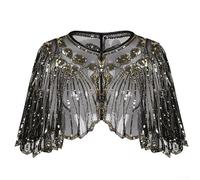 Cape de soirée à paillettes et perles avec influence des années 1920 pour les tenues rétro pour femmes lors de fêtes et occasions spéciales (abricot noir)
