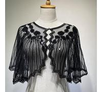 Cape de soirée à paillettes et perles pour femme avec influence rétro des années 1920 pour fête et mariage (noir)