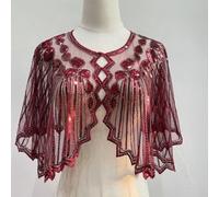 Cape de soirée à paillettes et perles pour femme avec influence rétro des années 1920 pour fête et mariage (marron)