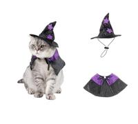 Cape de sorcière d'Halloween pour chien, chapeau de magicien, vêtements pour chat, costume d'Halloween pour animaux de compagnie, capes et chapeaux pour chats et chiens