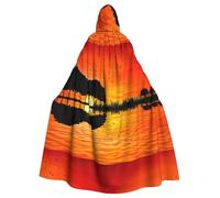 Cape de sorcière élégante avec impression de guitare de lac, cape à capuche, costume de magicien pour Halloween, cosplay et carnaval