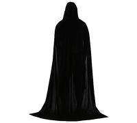 Cape de sorcière unisexe en velours pour Halloween, fête costumée, élégante, couleur unie, avec capuche attachée, tenue magique, Noir , 3XL