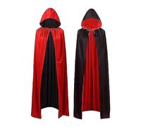 Cape De Vampire À Capuche, Cape Réversible Noire Et Rouge pour Bal Masqué, Fête d'halloween À La Maison(120 CM)