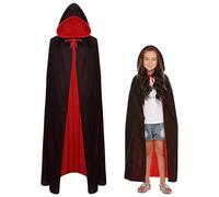 Cape de Vampire Adulte, Double Face Noire et Rouge, Cape à Capuche Halloween pour déguisement de Vampire d'halloween et de Carnaval pour Enfants et Adultes