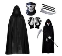 Cape de vampire avec capuche - Cape noire de sorcière et de vampire pour Halloween - Tunique réglable sur toute la longueur - Unisexe pour adultes, anniversaires, fêtes costumées et rôle-play