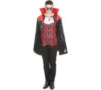 Cape de vampire pour adultes en optique laquée noir-rouge