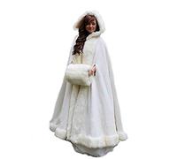 Cape de velours long pour mariée en fausse fourrure d'hiver Blanc ivoire