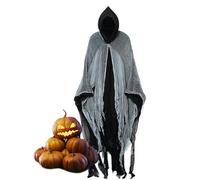 Cape de zombie d'horreur pour Halloween, accessoire de cosplay de vampire, cape noire effrayante, cape mystérieuse et horreur, cape à capuche gothique, zombie en lambeaux, costume d'Halloween fantôme