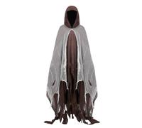Cape d'Halloween à capuche - Robe de magicien médiévale, gothique, de la Renaissance - Costume de faucheuse effrayante pour costumade - Unisexe - Cape de fantôme effrayante pour homme et femme (C)