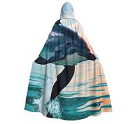 Cape d'Halloween à capuche - Unisexe adulte mignon dauphin sautant imprimé cape pour fêtes, carnavals, expositions de bande dessinée