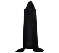 Cape d'Halloween Grim Reaper Cape de sorcière Manteau en velours Application immédiate Avec capuche Pour cosplay fêtes Motif sombre élégant pour événements effrayants