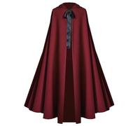Cape d'Halloween pour femme - Costume de sorcière médiévale - Renaissance médiévale - Pour hommes et femmes - Pour cosplay - Courte - 100 cm - 130 cm - Bordeaux, R rouge., M