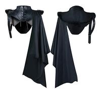 Cape d'Halloween pour homme - Costume de chevalier templier - Texture à lacets - Protection des épaules - En cuir synthétique - Demi-cape - Armure de chevalier - Style gothique - Uniforme médiévale