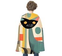 Cape d'Halloween réversible bleue et rouge du milieu du siècle, art moderne pour chat, cape médiévale, Renaissance, cosplay, fête d'anniversaire