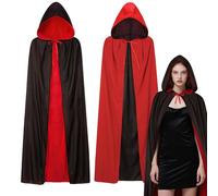 Cape double face avec capuche, 80/100/120 cm Cape vampire pour enfants,costume de vampire pour Halloween Caper Dracula Caper vampir rouge Capei noire Costume d'Halloween Carnaval Cosplay Garçon Fille