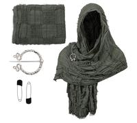 Cape du désert vieilli pour adulte - Écharpe pour événement à thème et bal masqué - Accessoire d'histoire, noir/vert, taille unique