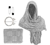 Cape du désert vieilli unisexe - Écharpe de reconstitution historique - Châle respirant avec broche en métal - Accessoire d'histoire d'histoire pour costume d'Halloween, gris, taille unique