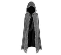 Cape effrayante avec capuche, 140 cm Costume d'Halloween Fantômes Faucheuse Capes moyennes Satin, Costumes fantôme Adulte Cape Tenue effrayante Costume faucheuse Femmes Hommes Capes d'Halloween Noir