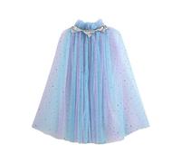Cape elegante per bambine con lacci frontali, mantellina da principessa per feste di Natale e Carnevale, tessuto morbido e lucido, vestito da sera per occasioni speciali, taglia 2-10 anni (Blue, 2-10