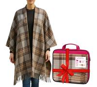 Cape en laine douce fabriquée en Écosse - Poncho d'hiver épais et chaud - 160 cm x 100 cm - Mackellar Naturel - Poncho longue cape-couverture - Fête des Mères, Cadeau pour Noël - Voyage, Camping