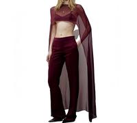 Cape en mousseline de soie pour femme - Châle en tulle transparent - Capelets fluides pour robe de soirée - Poncho, bordeaux, taille unique