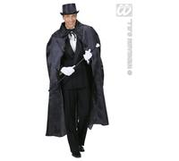 Cape en taffetas noire pour adulte - WIDMANN - 127 cm - idéale pour déguisement de vampire
