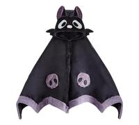 Cape en velours corail avec motif chauve-souris pour Halloween avec ailes de démon, cape inspirée des chauves-souris, cardigan poncho chauve-souris, couverture à capuche portable pour cosplay,