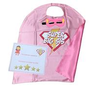 Cape et masque de super-héros Big Sister/Brother- Cadeau pour frère ou sœur - Super Big Sis & Super Big Bro, Rose/jaune, 5+