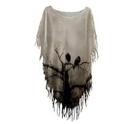 Cape Femme Imprimé Halloween, Cape à Manches Chauve-Souris Médiévale Poncho Écharpe Style Vintage Chic et Élégant Haut Confortable Grande Taille Polyvalente pour Cosplay Carnaval Fêtes Déguisement