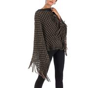 Cape Femme Printemps Automne Oversize Etole Elégante Vintage Fashion Poncho Manche Chauve-Souris Chic avec Houppe Asymmetric Le Châle Châle (Color : Khaki, Size : One Size)