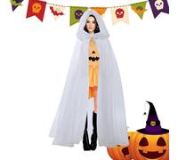 Cape Halloween Cabille - Costume fantôme long, tenue de sorcière effrayante | Black Velvet Vampire Cloak Adults, Cosplay Robe for Farices Events Festivals Theatre Stage Masquerade Carnival Gath
