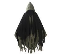 Cape Halloween Déchirée à Capuche Adulte Fantôme Démon Zombie Effrayant | Tissu gaze effilochée bords irréguliers trous pour apparence revenant spectral réaliste durant nuit horreur et animations